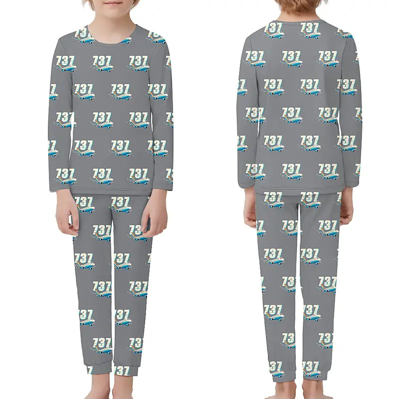 Boeing 737-900ER - Children Pajamas - Cartoon Pattern - Gray