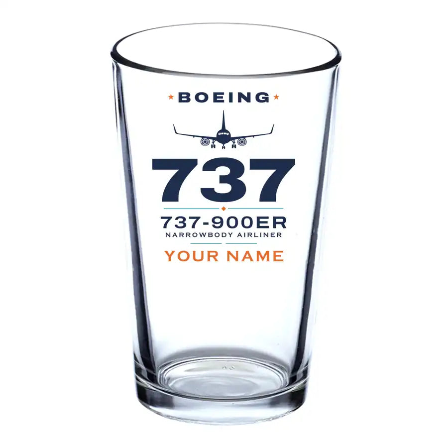 Boeing 737-900ER - Heritage + Name - Beer & Water Glass