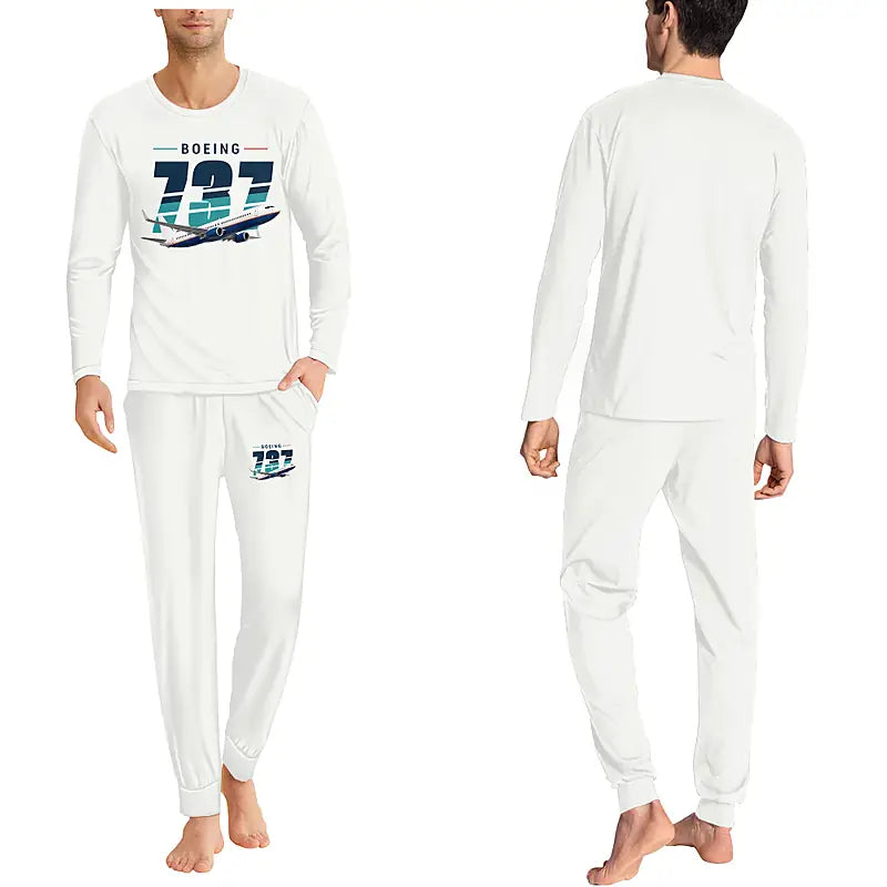Boeing 737-900ER - Men Pajamas - Original Chest - White