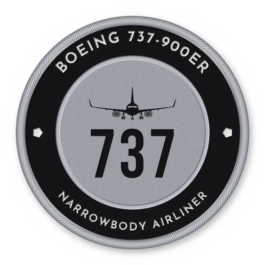 Boeing 737-900ER Patches - Circle - Black Silver