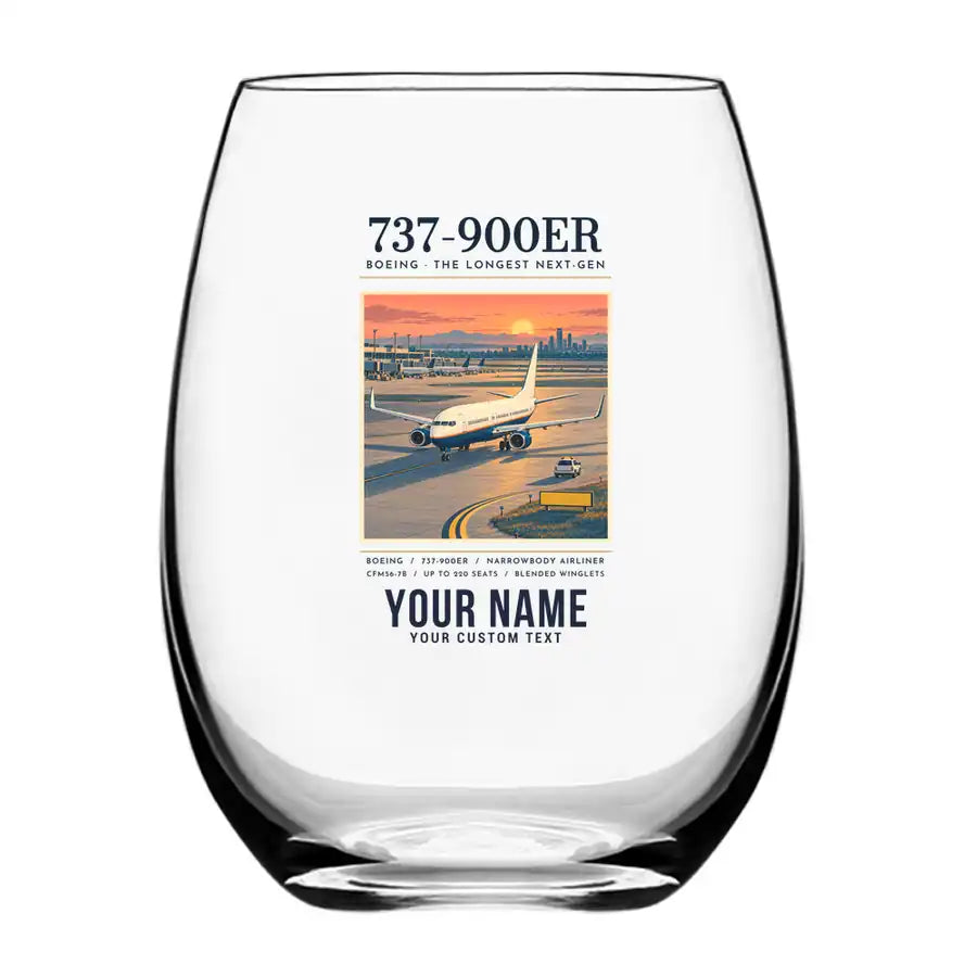 Boeing 737-900ER - Poster + Name - Water & Drink Glass