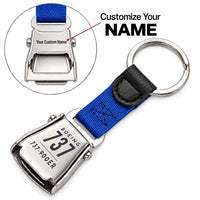 Thumbnail for Boeing 737-900ER - Seat Belt Key Chain - Tag + Name - Blue