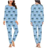 Thumbnail for Boeing 737-900ER - Women Pajamas - Cartoon Pattern - Light Blue