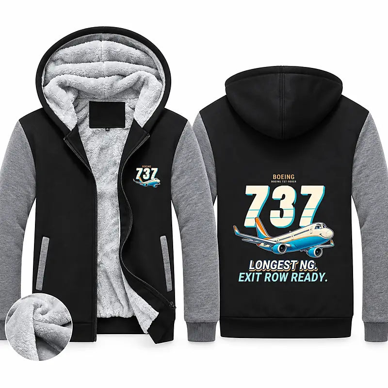 Boeing 737-900ER Zipped Sweatshirts - Cartoon - Black & Gray