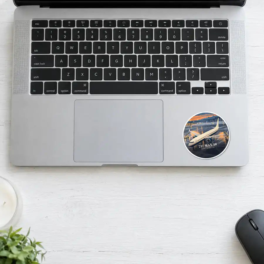 Boeing 737 MAX 10 - 3D - Circle Sticker - Laptop