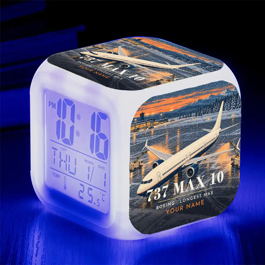 Boeing 737 MAX 10 - 3D + Name - Alarm Clock