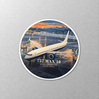Thumbnail for Boeing 737 MAX 10 - 3D + Name - Circle Sticker - Close-up