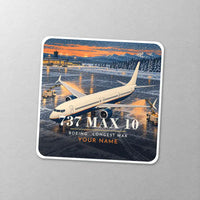 Thumbnail for Boeing 737 MAX 10 - 3D + Name - Square Sticker - Close-up