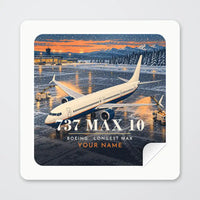 Thumbnail for Boeing 737 MAX 10 - 3D + Name - Square Sticker - Peel
