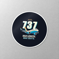 Thumbnail for Boeing 737 MAX 10 - Cartoon - Circle Sticker - Close-up