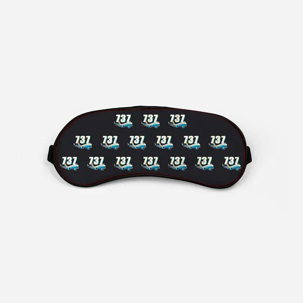 Boeing 737 MAX 10 - Cartoon Pattern - Sleep Mask - Black