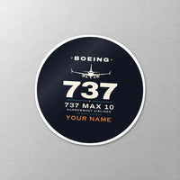 Thumbnail for Boeing 737 MAX 10 - Heritage + Name - Circle Sticker - Close-up