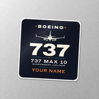 Thumbnail for Boeing 737 MAX 10 - Heritage + Name - Square Sticker - Close-up