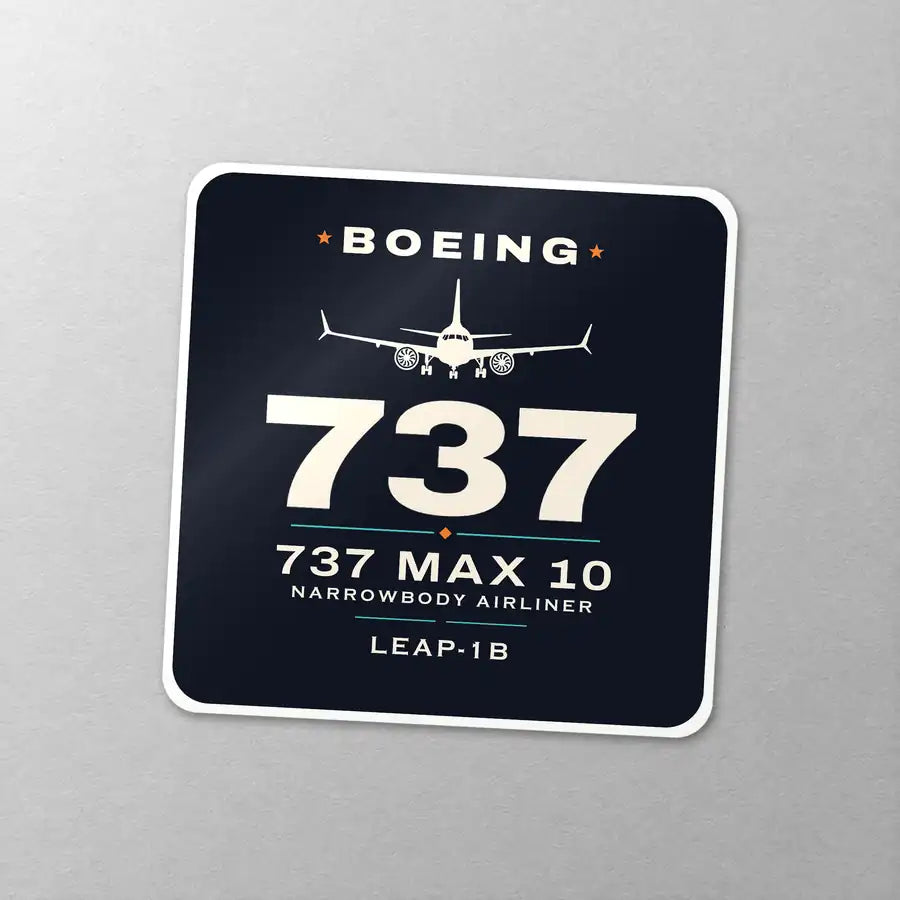Boeing 737 MAX 10 - Heritage - Square Sticker - Close-up
