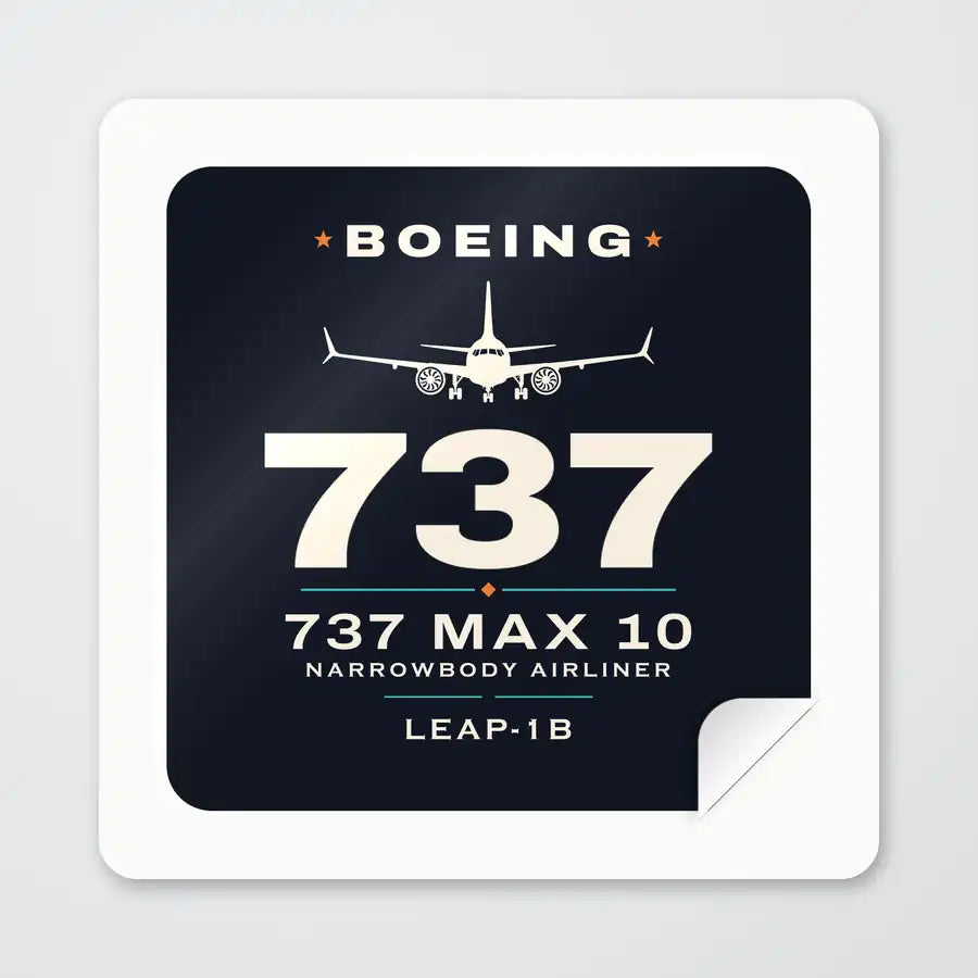 Boeing 737 MAX 10 - Heritage - Square Sticker - Peel