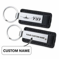 Thumbnail for Boeing 737 MAX 10 - Leather Key Chain - Faux Leather - Heritage - Black + Name
