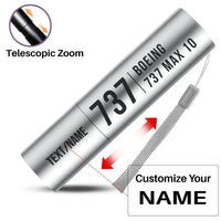 Thumbnail for Boeing 737 MAX 10 - Mini LED Flashlight - Tag - Silver + Name