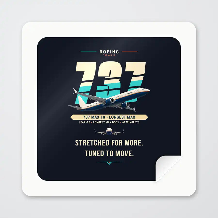 Boeing 737 MAX 10 - Original - Square Sticker - Peel