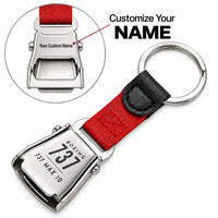 Thumbnail for Boeing 737 MAX 10 - Seat Belt Key Chain - Tag + Name - Red