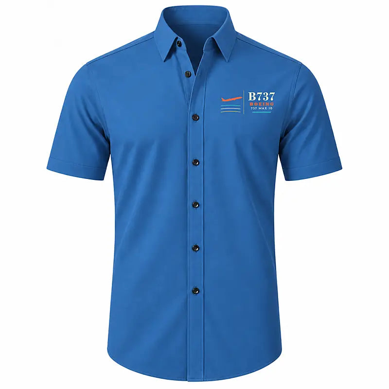 Boeing 737 MAX 10 - Short Sleeve Shirt - Poster - Blue