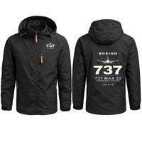 Thumbnail for Boeing 737 MAX 10 Stylish Jackets - Hooded Windbreaker - Heritage - Black