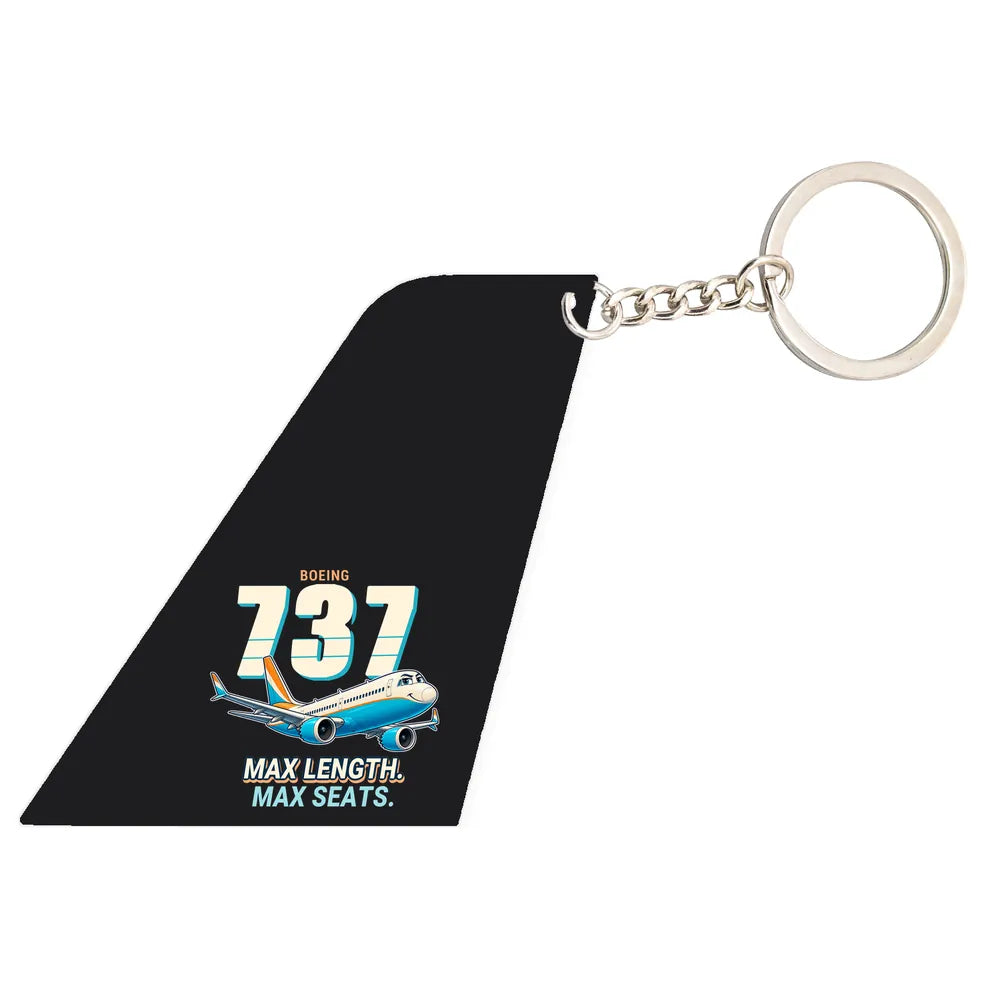 Boeing 737 MAX 10 - Tail Key Chain - Cartoon - Black