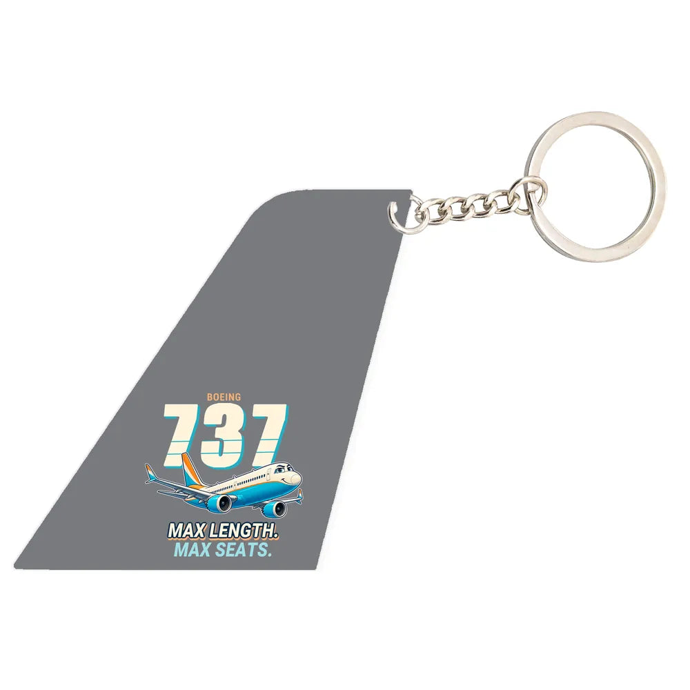 Boeing 737 MAX 10 - Tail Key Chain - Cartoon - Gray