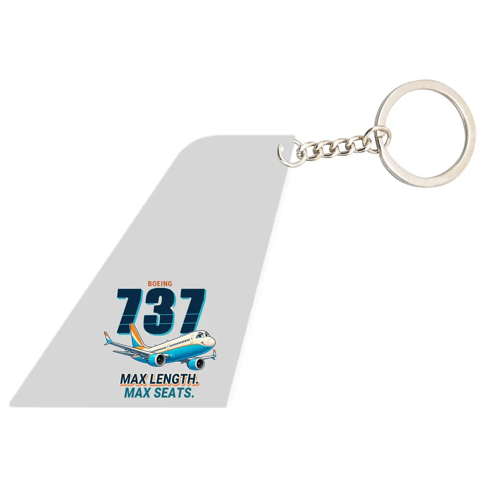 Boeing 737 MAX 10 - Tail Key Chain - Cartoon - Light Gray