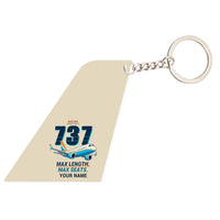Thumbnail for Boeing 737 MAX 10 - Tail Key Chain - Cartoon + Name - Beige