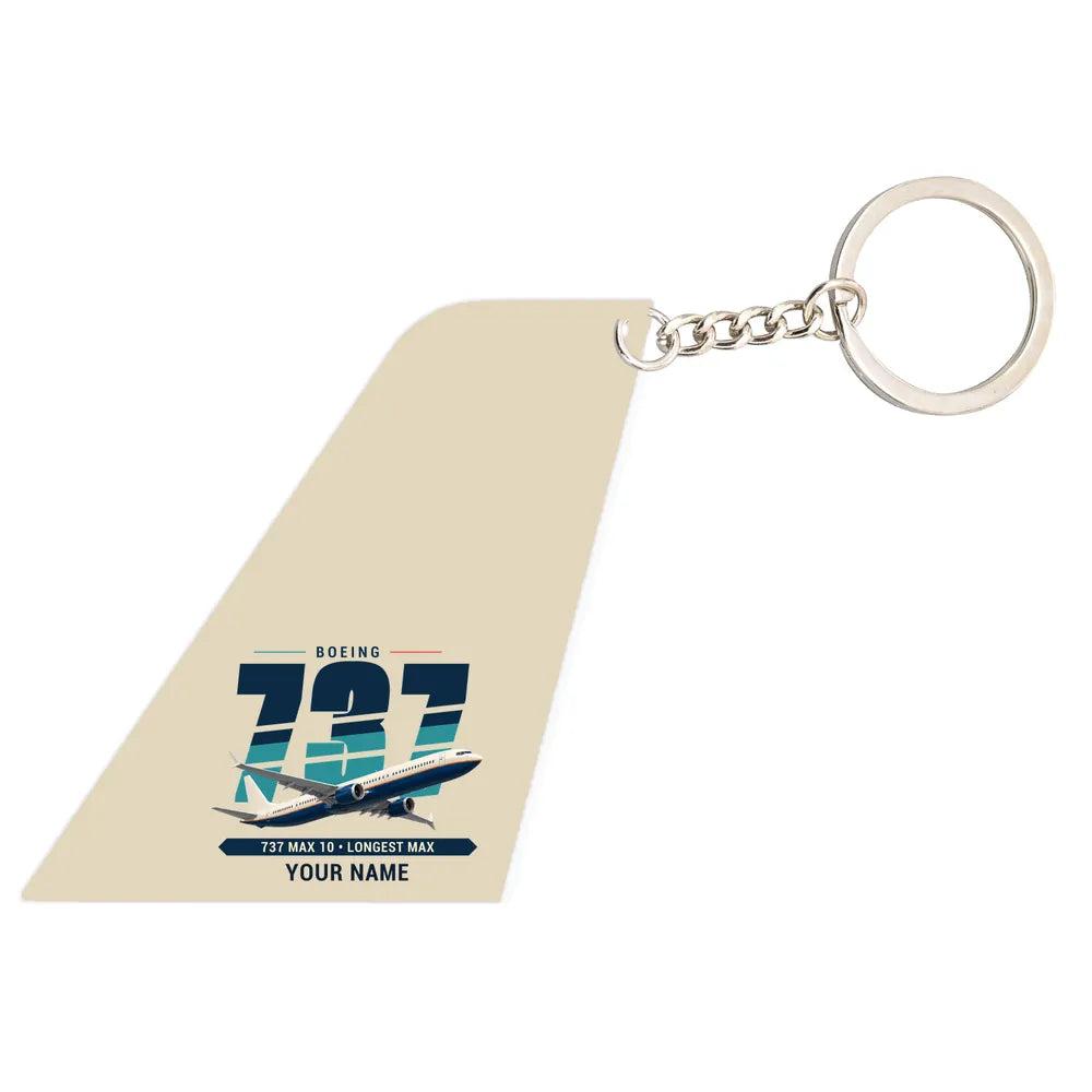 Boeing 737 MAX 10 - Tail Key Chain - Original + Name - Beige