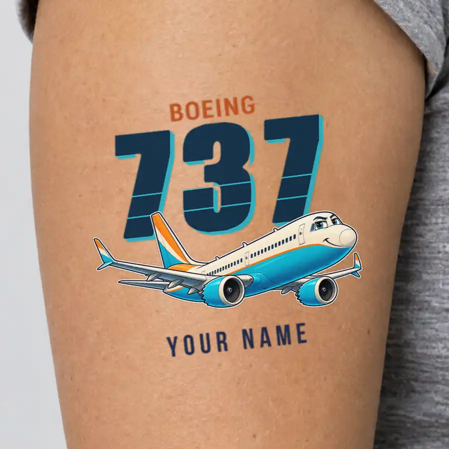 Boeing 737 MAX 10 - Tattoo - Cartoon + Name