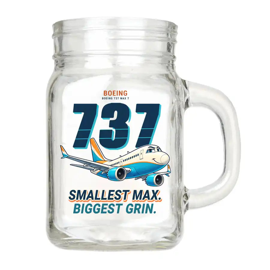 Boeing 737 MAX 7 - Cartoon - Cocktail Glass (Mason Jar)