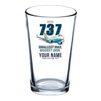 Thumbnail for Boeing 737 MAX 7 - Cartoon + Name - Beer & Water Glass