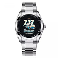 Thumbnail for Boeing 737 MAX 7 - Cartoon + Name - Stainless Steel Band - For Men