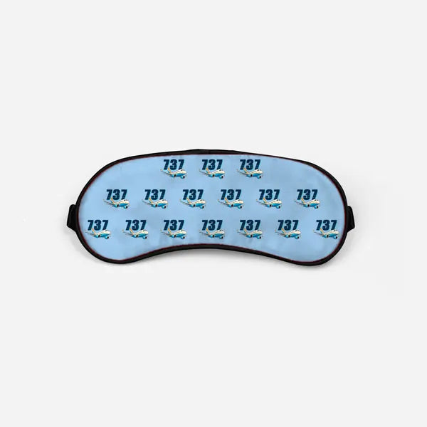 Boeing 737 MAX 7 - Cartoon Pattern - Sleep Mask - Light Blue