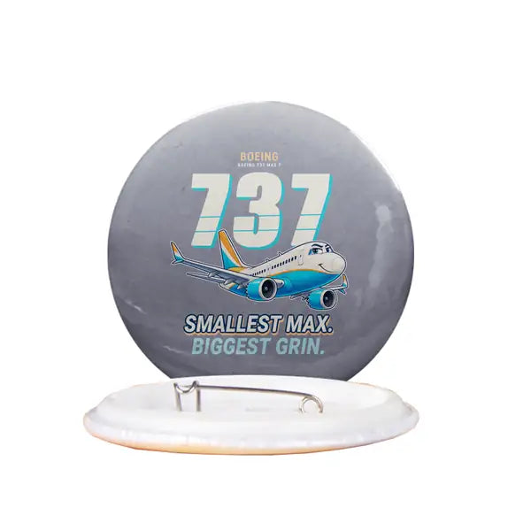 Boeing 737 MAX 7 - Cartoon - Pin - Gray