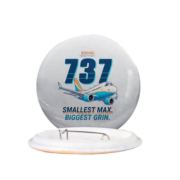 Boeing 737 MAX 7 - Cartoon - Pin - Light Gray