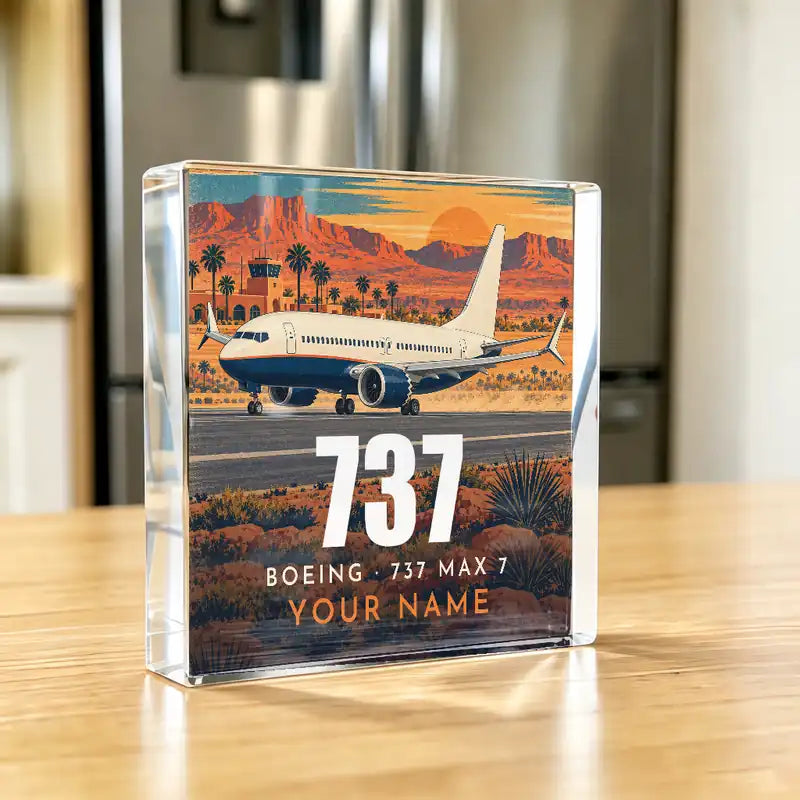 Boeing 737 MAX 7 - Crystal Ornament - 3D + Name - Kitchen
