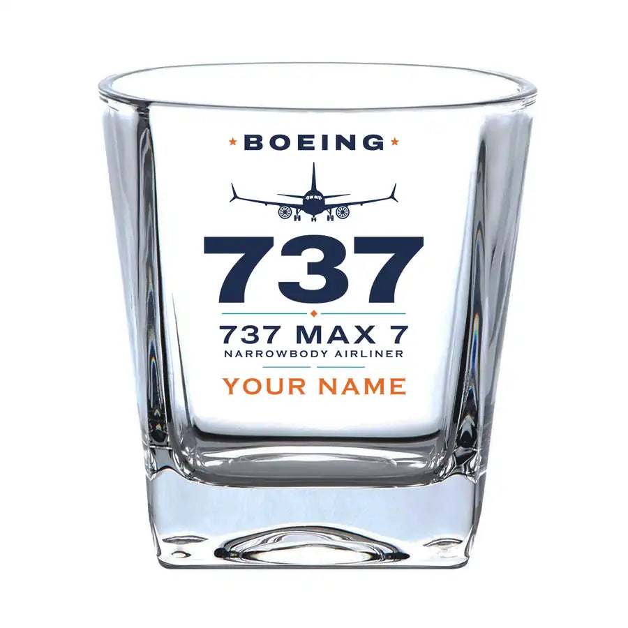 Boeing 737 MAX 7 - Heritage + Name - Whiskey Glass