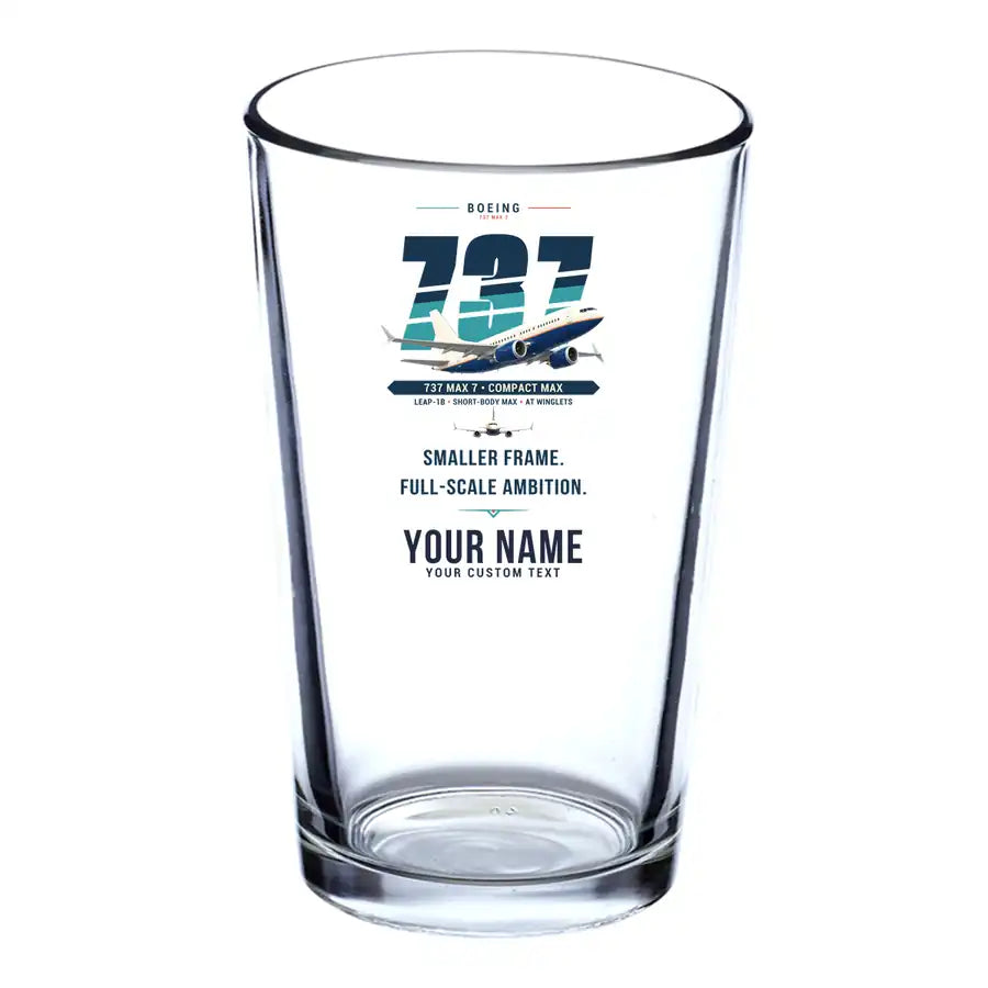 Boeing 737 MAX 7 - Original + Name - Beer & Water Glass