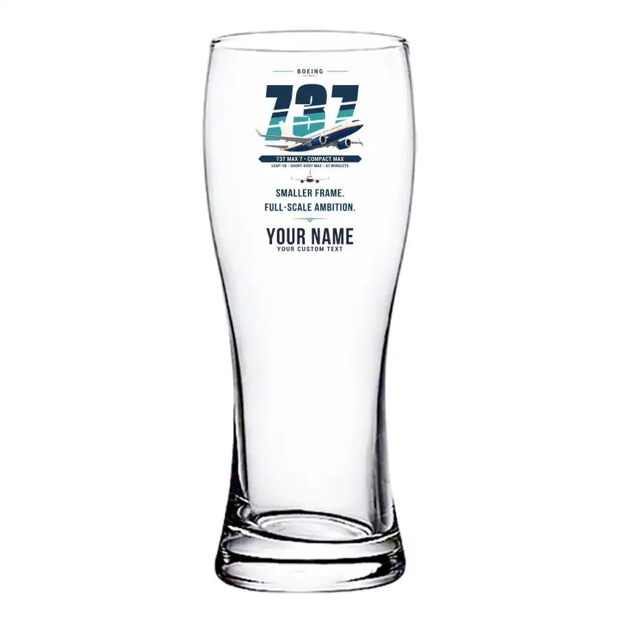Boeing 737 MAX 7 - Original + Name - Pilsner Beer Glass