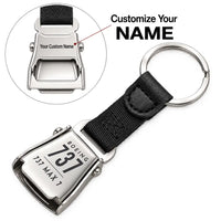 Thumbnail for Boeing 737 MAX 7 - Seat Belt Key Chain - Tag + Name - Black
