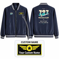 Thumbnail for Boeing 737 MAX 7 Stylish Jackets - Baseball Collar - Original + Name - Navy Blue