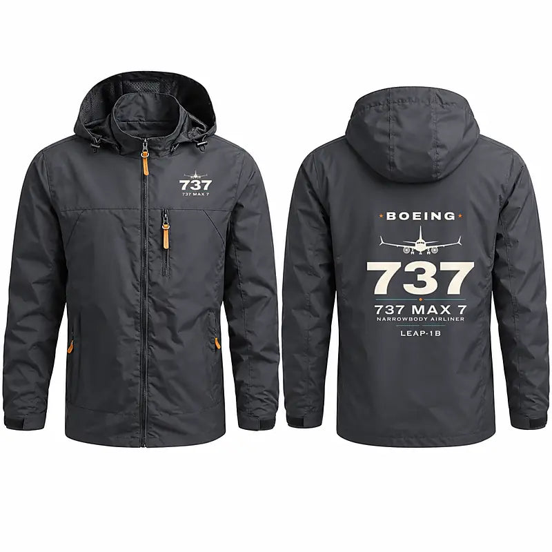 Boeing 737 MAX 7 Stylish Jackets - Hooded Windbreaker - Heritage - Charcoal