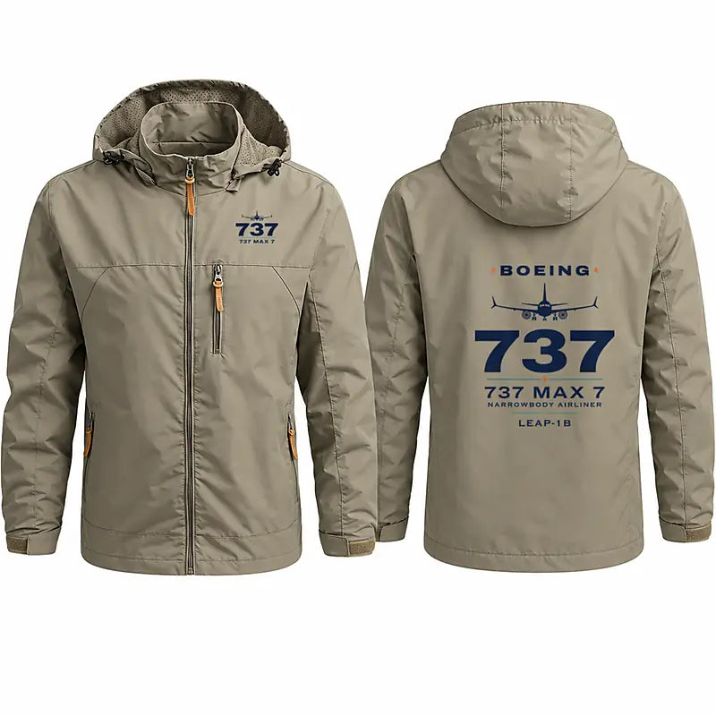 Boeing 737 MAX 7 Stylish Jackets - Hooded Windbreaker - Heritage - Khaki