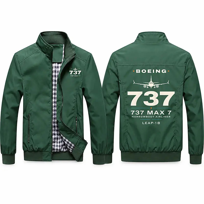 Boeing 737 MAX 7 Stylish Jackets - Stand Collar - Heritage - Green