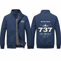 Thumbnail for Boeing 737 MAX 7 Stylish Jackets - Stand Collar - Heritage - Navy Blue