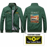 Thumbnail for Boeing 737 MAX 7 Stylish Jackets - Stand Collar - Poster + Name - Green