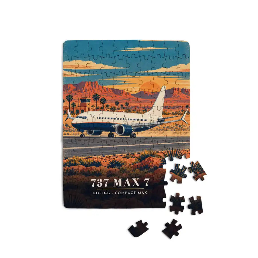 Boeing 737 MAX 7 - Vertical + Text - Canvas Puzzle