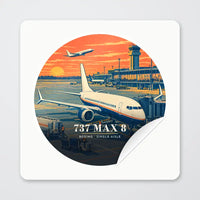 Thumbnail for Boeing 737 MAX 8 - 3D - Circle Sticker - Peel
